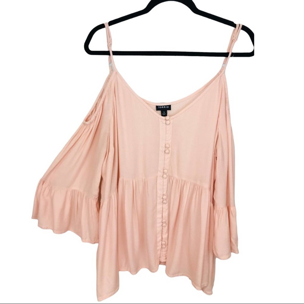 TORRID BLUSH COLD SHOULDER BLOUSE - Picture 6 of 7